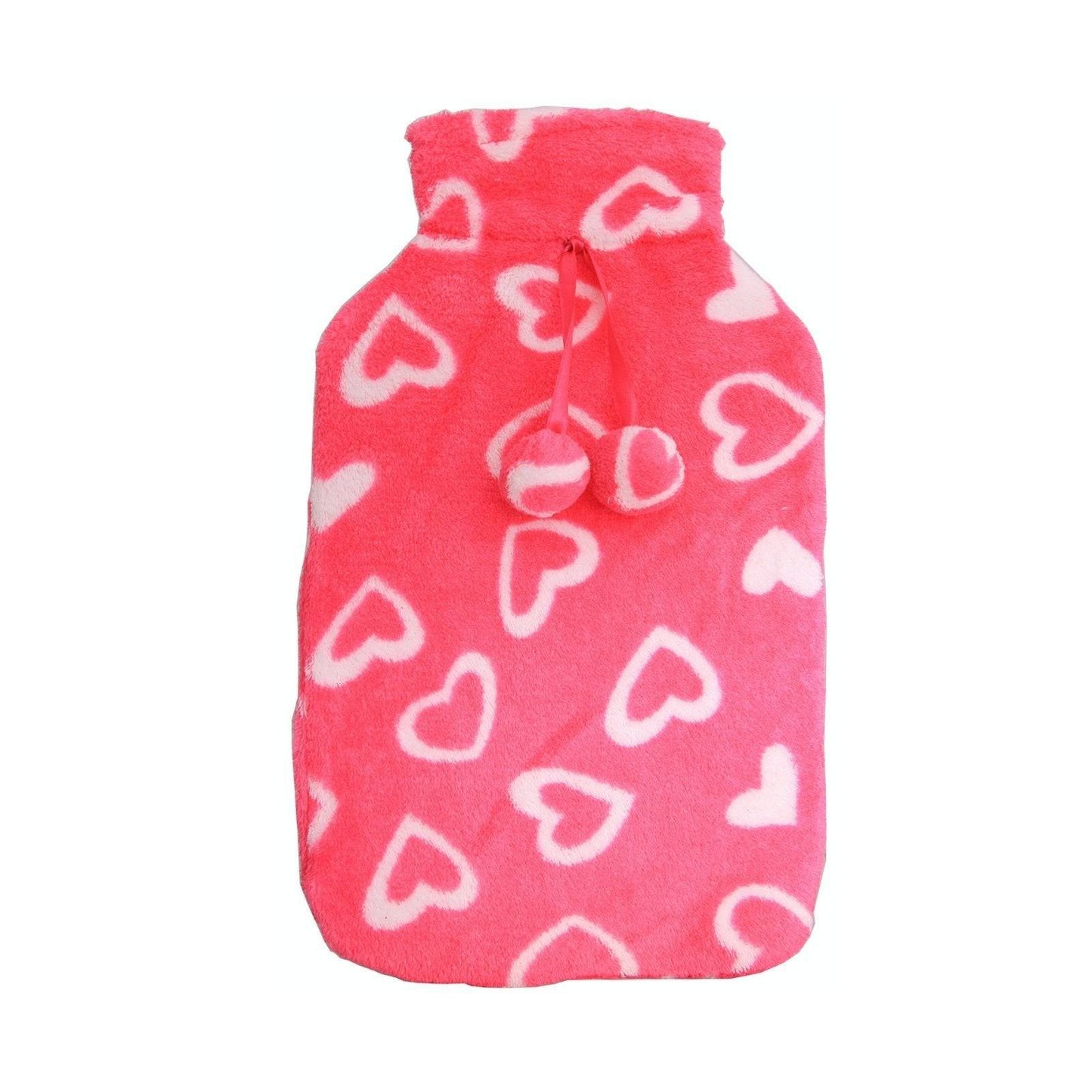 2L HOT WATER BOTTLE with Coral Fleece Cover Winter Warm Natural Rubber Bag - One Oasis
