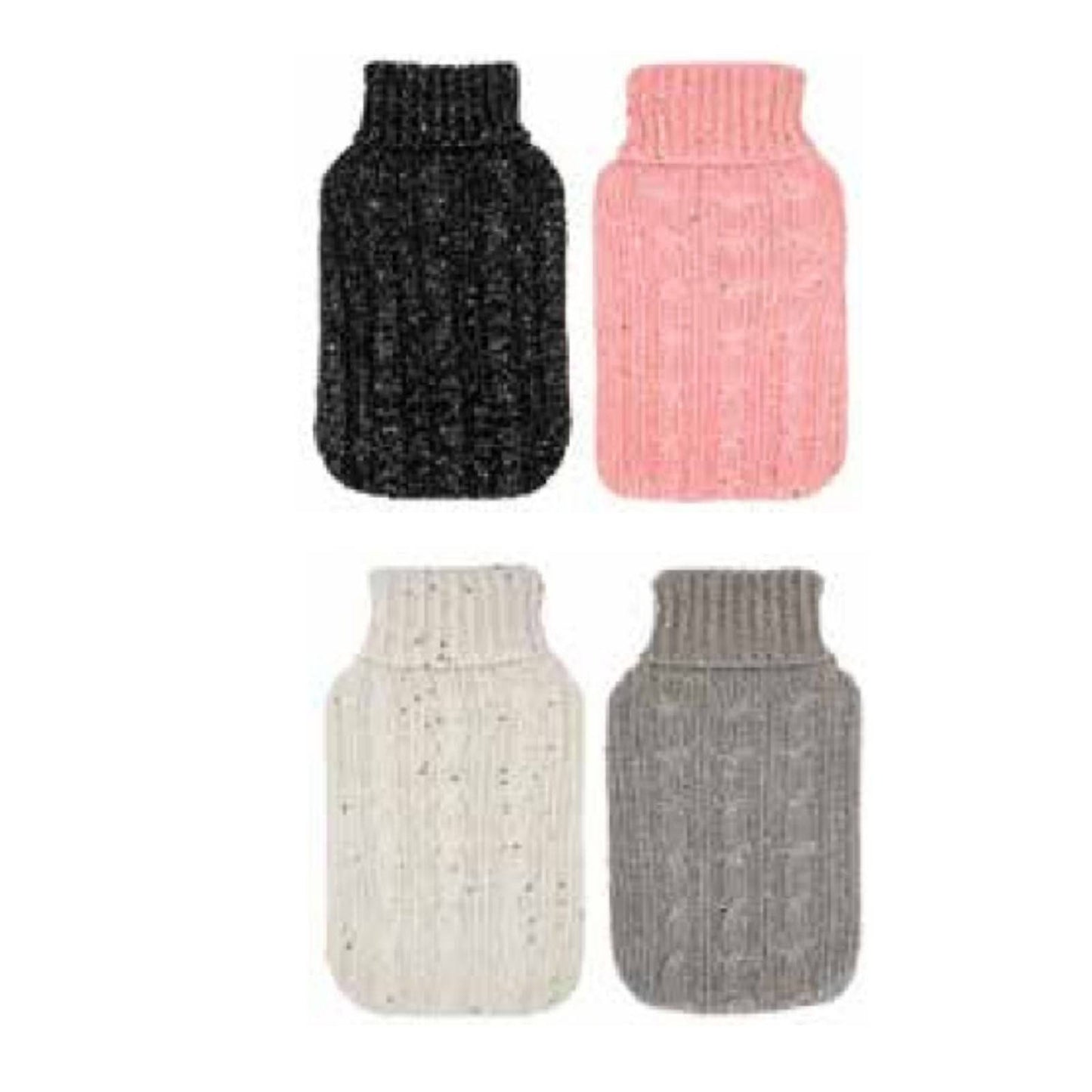 2L HOT WATER BOTTLE with Knit Sparkles Cover Winter Warm Natural Rubber Bag - One Oasis