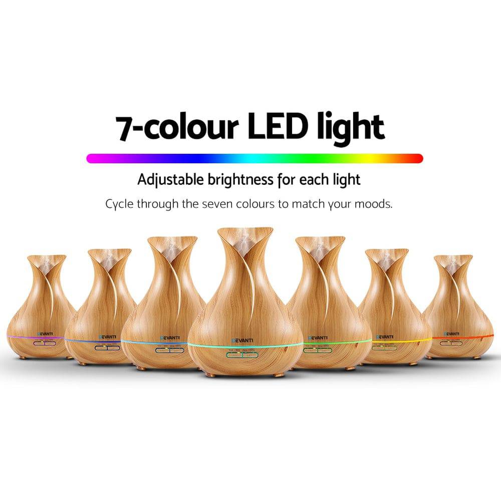 Devanti Aroma Diffuser Aromatherapy Light Wood 400ml - One Oasis