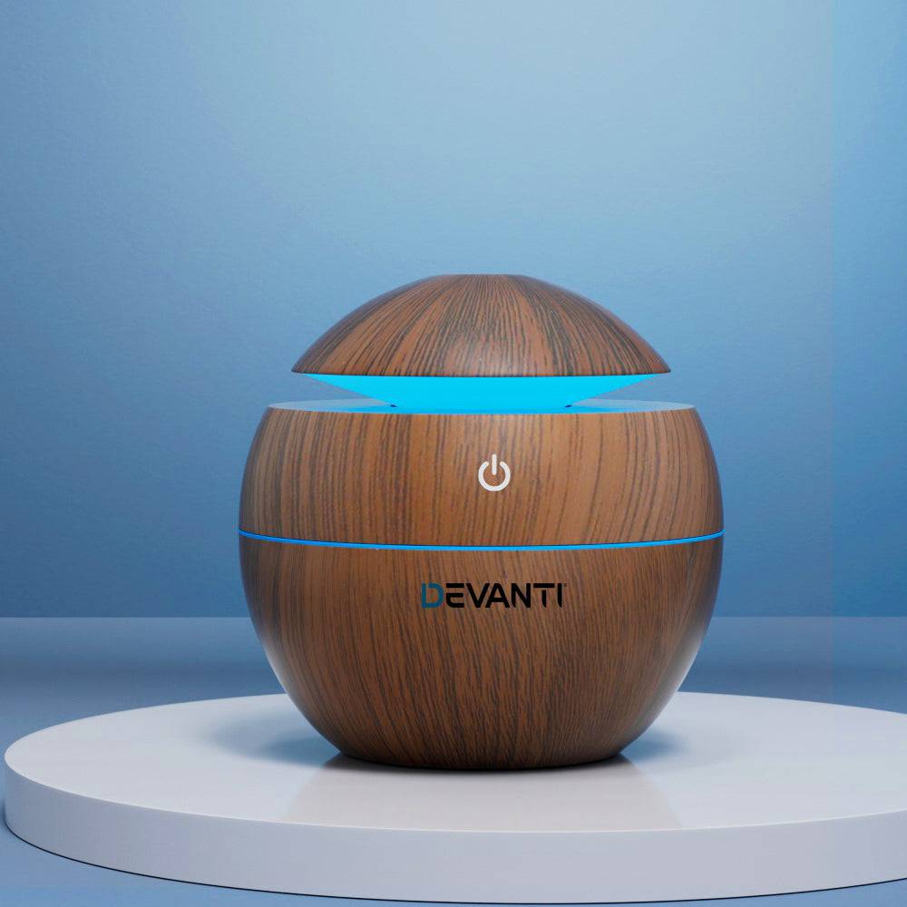 Devanti Aroma Diffuser Aromatherapy Dark Wood 130ml - One Oasis