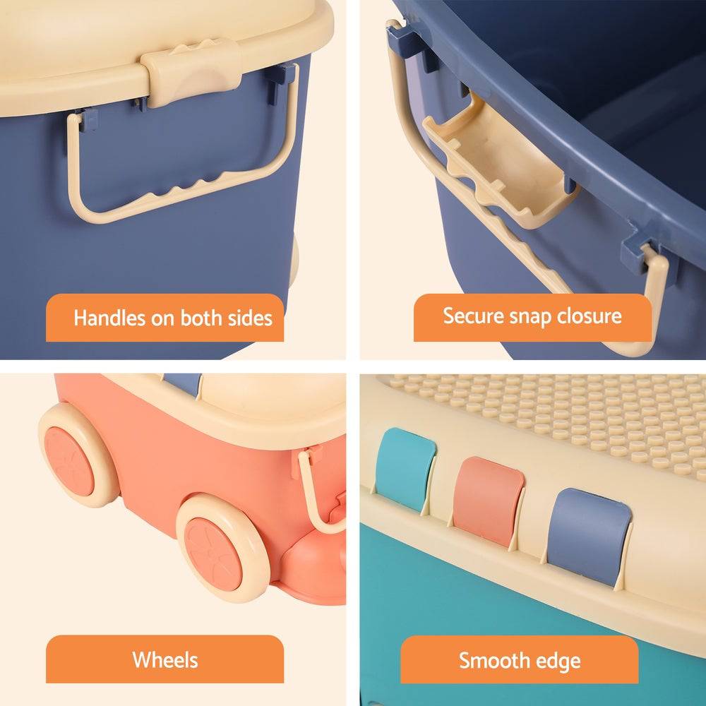 Keezi 3PCS Toy Storage Box Cute Car Toy Container Kids Toys Organiser Snack Boxes - One Oasis