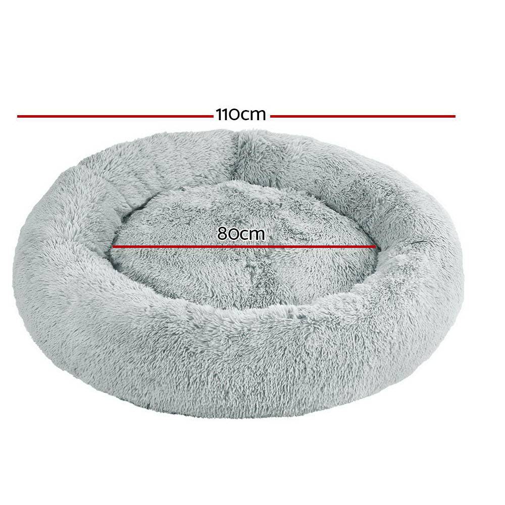i.Pet Dog/Cat Bed 110cm Calming Extra Large Soft Plush Light Grey - One Oasis