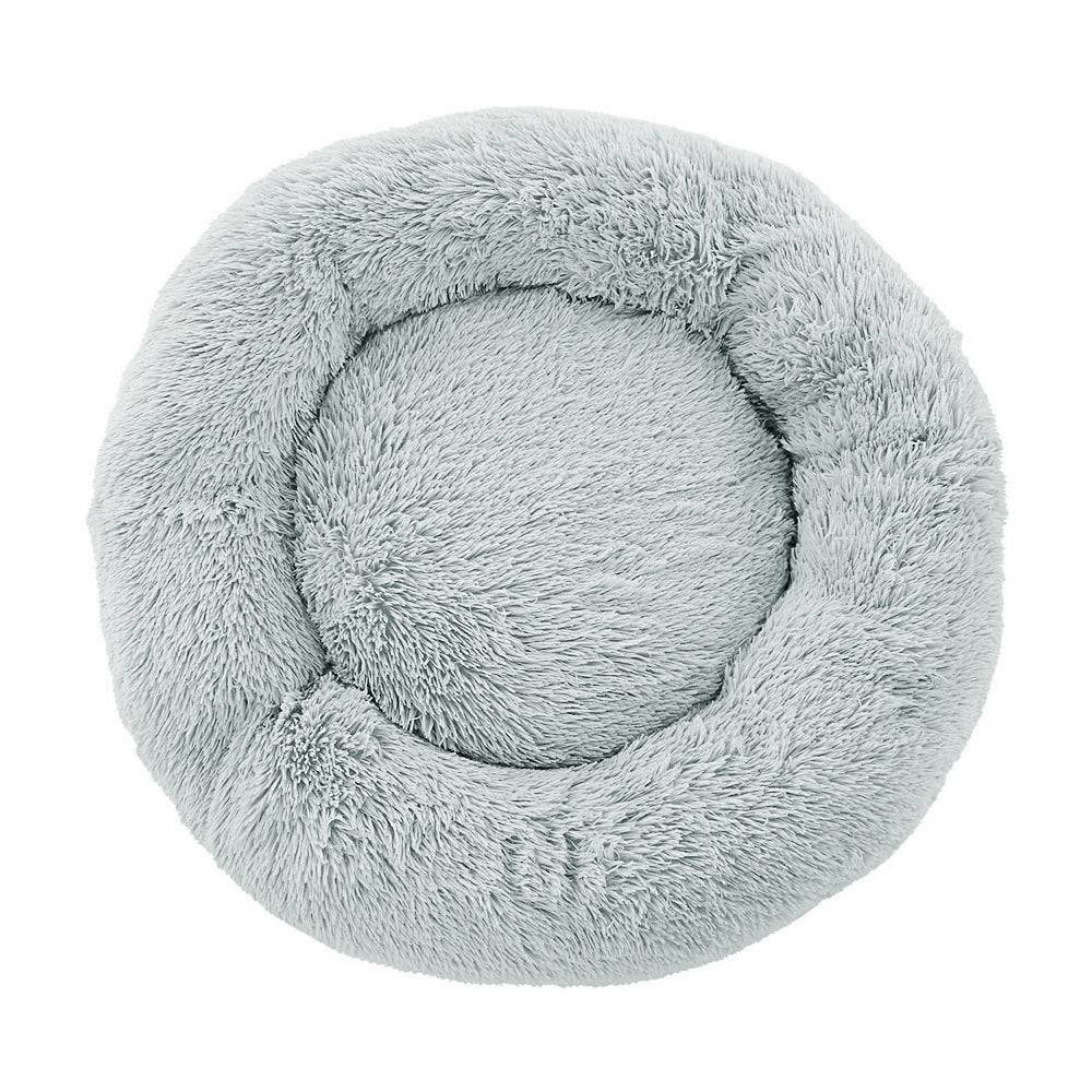 i.Pet Dog/Cat Bed 90cm Large Calming Soft Plush Light Grey - One Oasis