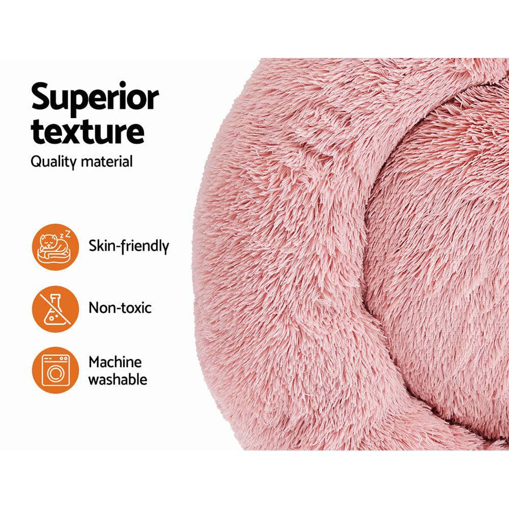 i.Pet Dog/Cat Bed 90cm Large Calming Soft Plush Pink - One Oasis