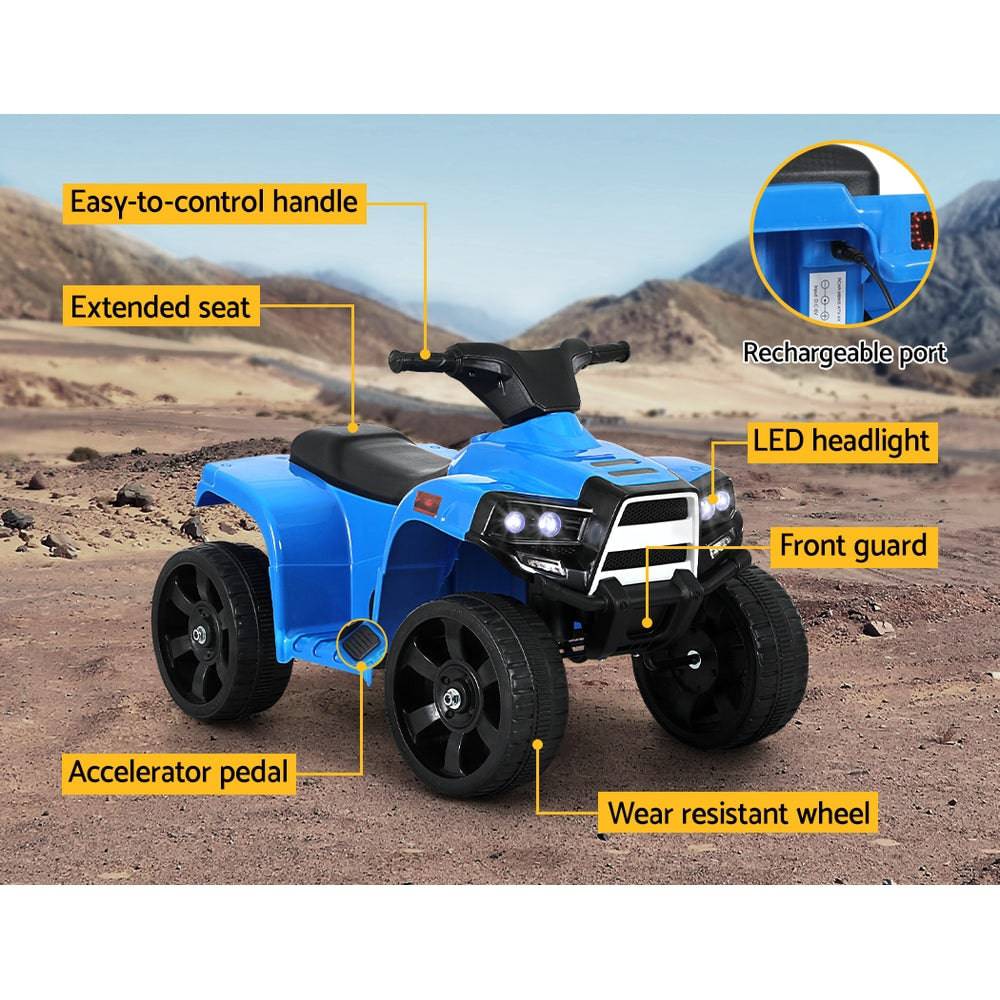 Rigo Kids Ride On ATV Quad Motorbike Car 4 Wheeler Electric Toys Battery Blue - One Oasis