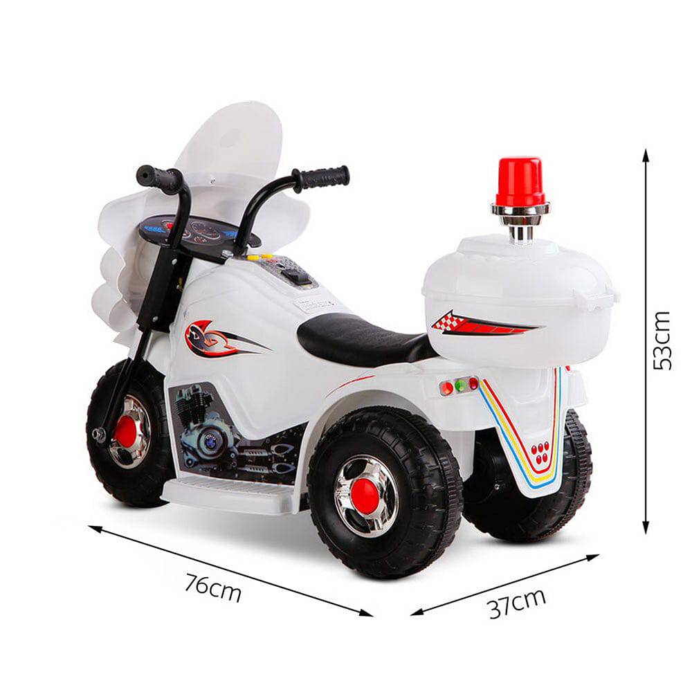Rigo Kids Electric Ride On Police Motorcycle Motorbike 6V Battery White - One Oasis