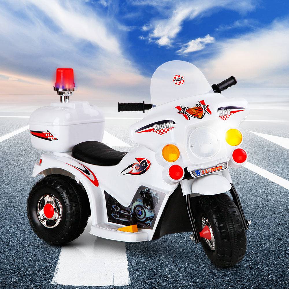 Rigo Kids Electric Ride On Police Motorcycle Motorbike 6V Battery White - One Oasis