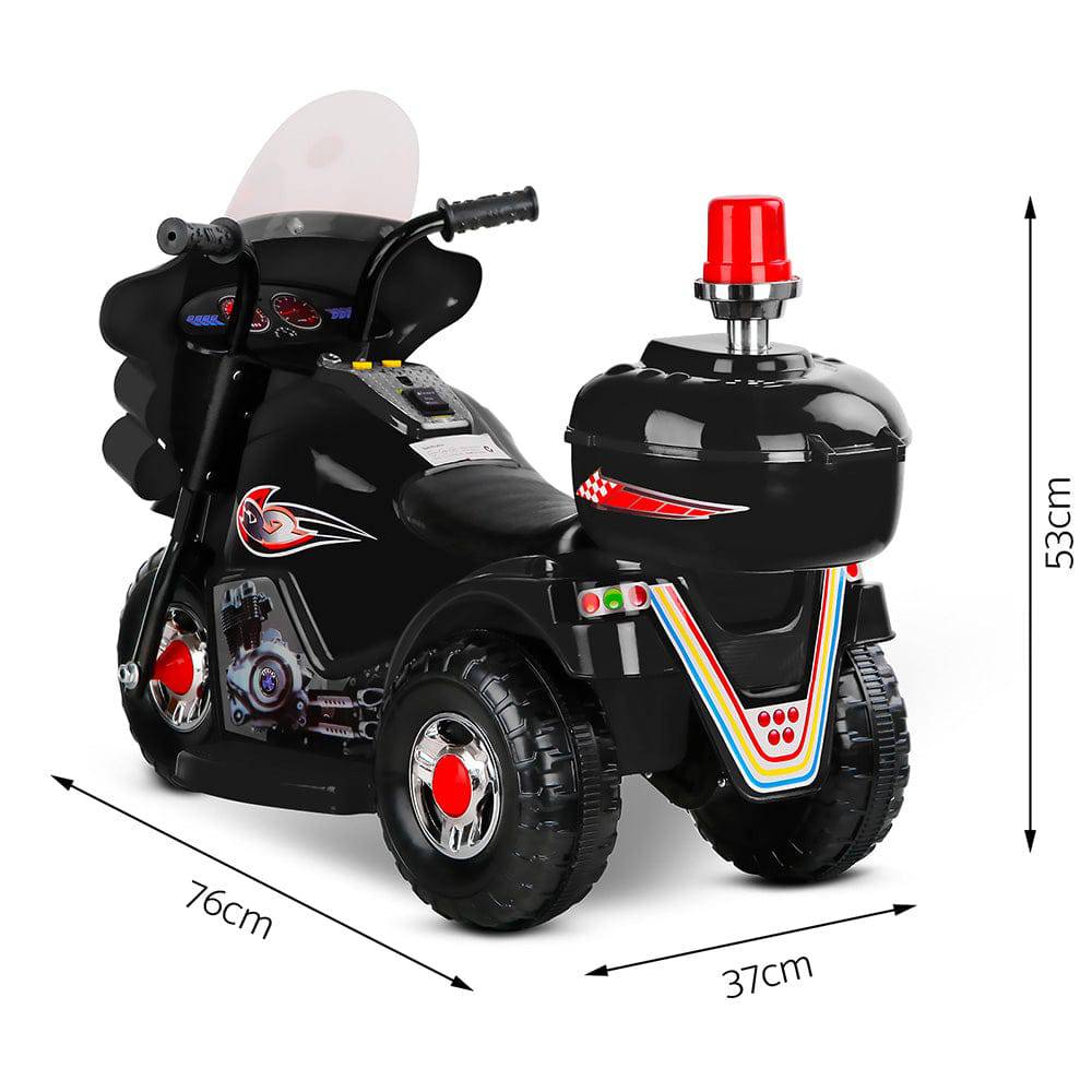 Rigo Kids Electric Ride On Police Motorcycle Motorbike 6V Battery Black - One Oasis