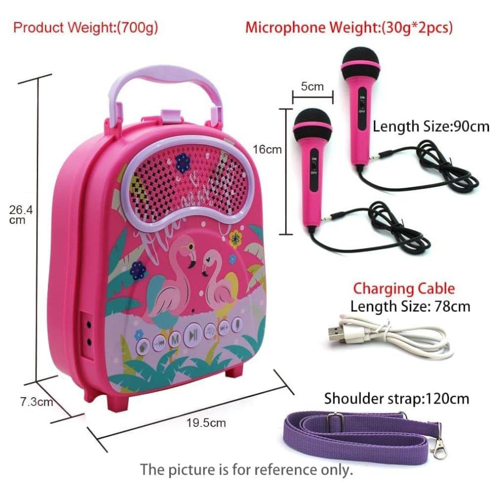 GOMINIMO Kids Portable Karaoke with Two Microphones (Rectangle, Pink Flamingo) - One Oasis