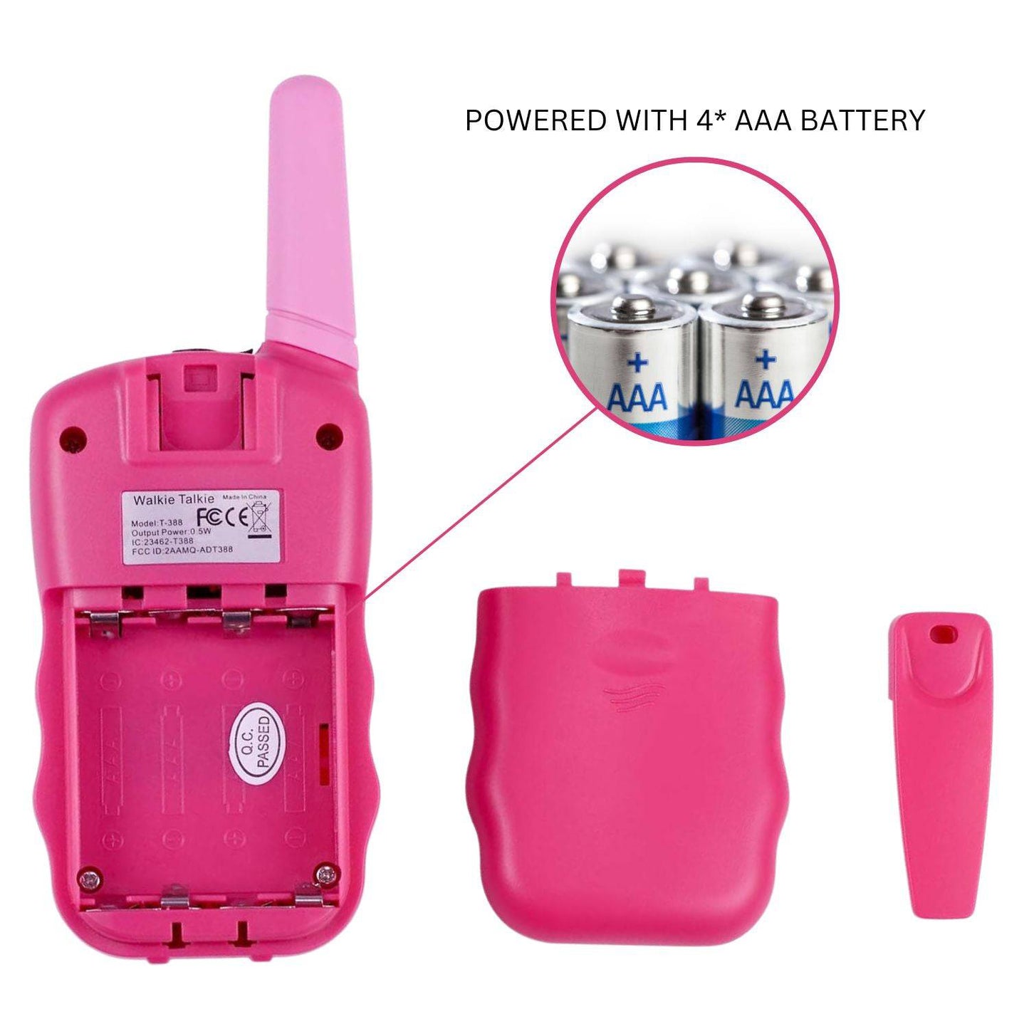 GOMINIMO 2 Pack Walkie Talkies for Kids with 40 Channels & LED Flashlight & LCD Screen (Pink) - One Oasis