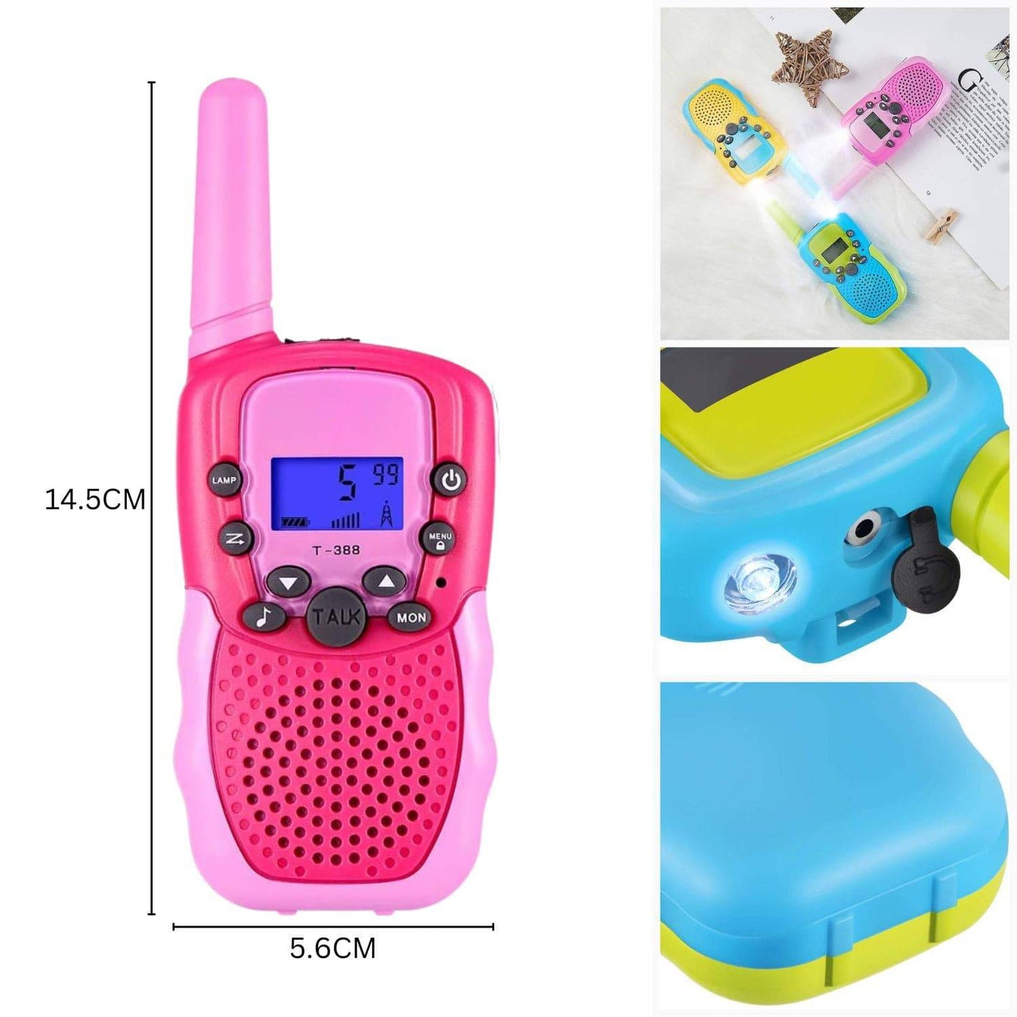 GOMINIMO 2 Pack Walkie Talkies for Kids with 40 Channels & LED Flashlight & LCD Screen (Pink) - One Oasis