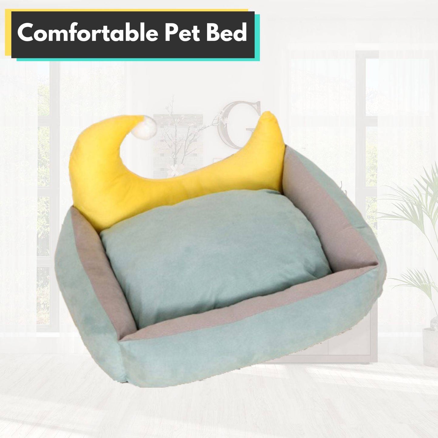 Floofi Pet Bed Moon Design (M Green) - One Oasis