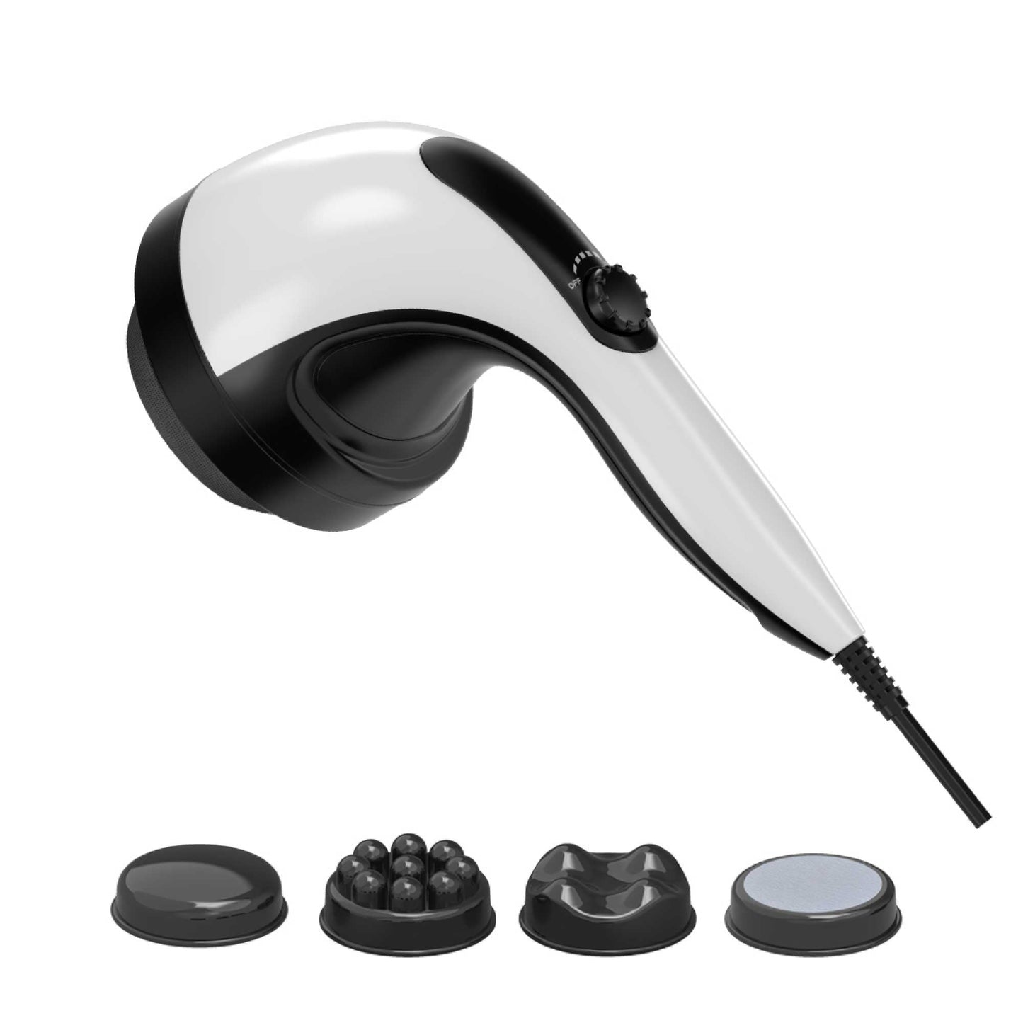 Handheld Vibration Massager Black - 4 Interchangeable Heads - One Oasis