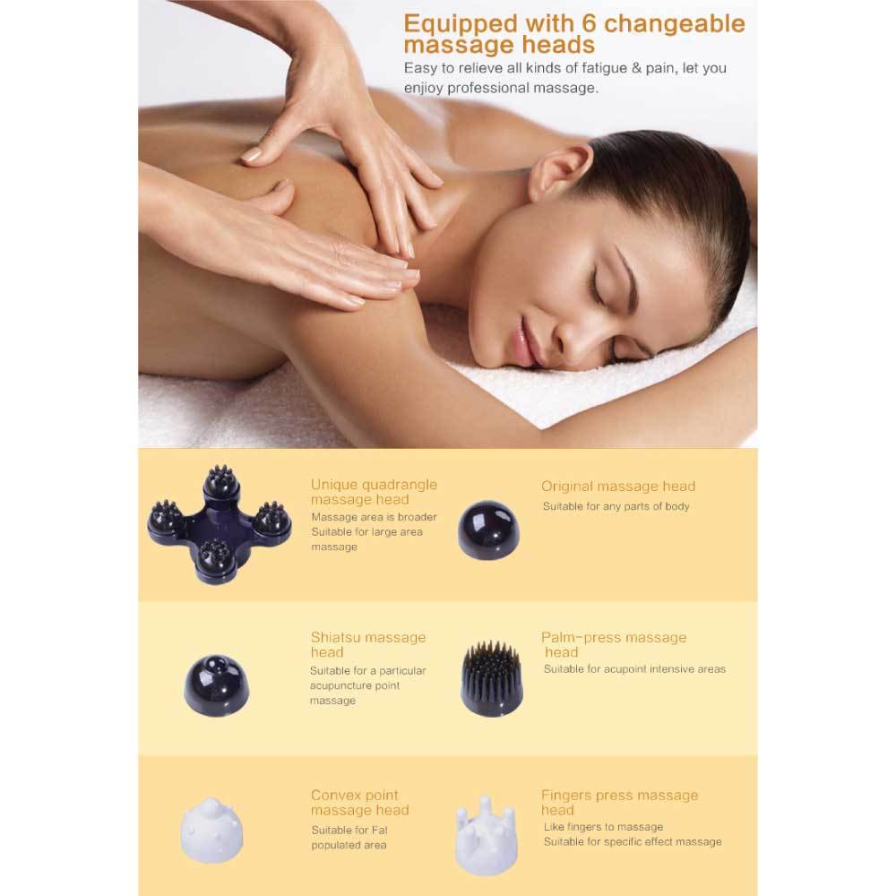 Full Body Handheld Massager Champagne - 6 Massage Heads - One Oasis