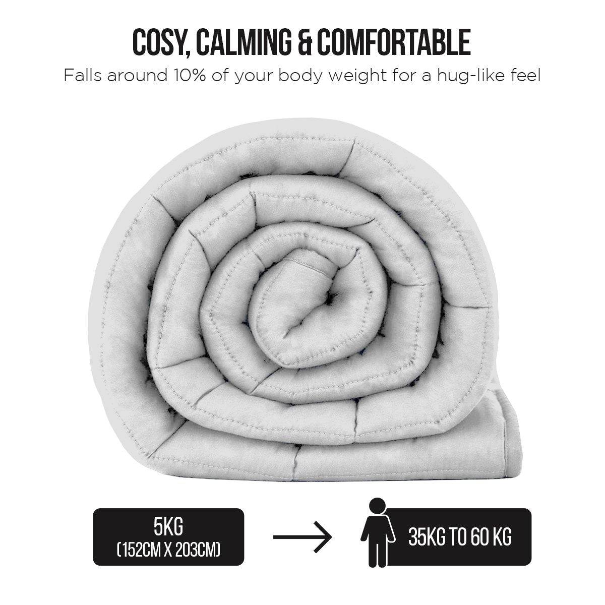 Laura Hill Weighted Blanket Heavy Quilt Doona 5Kg - White - One Oasis