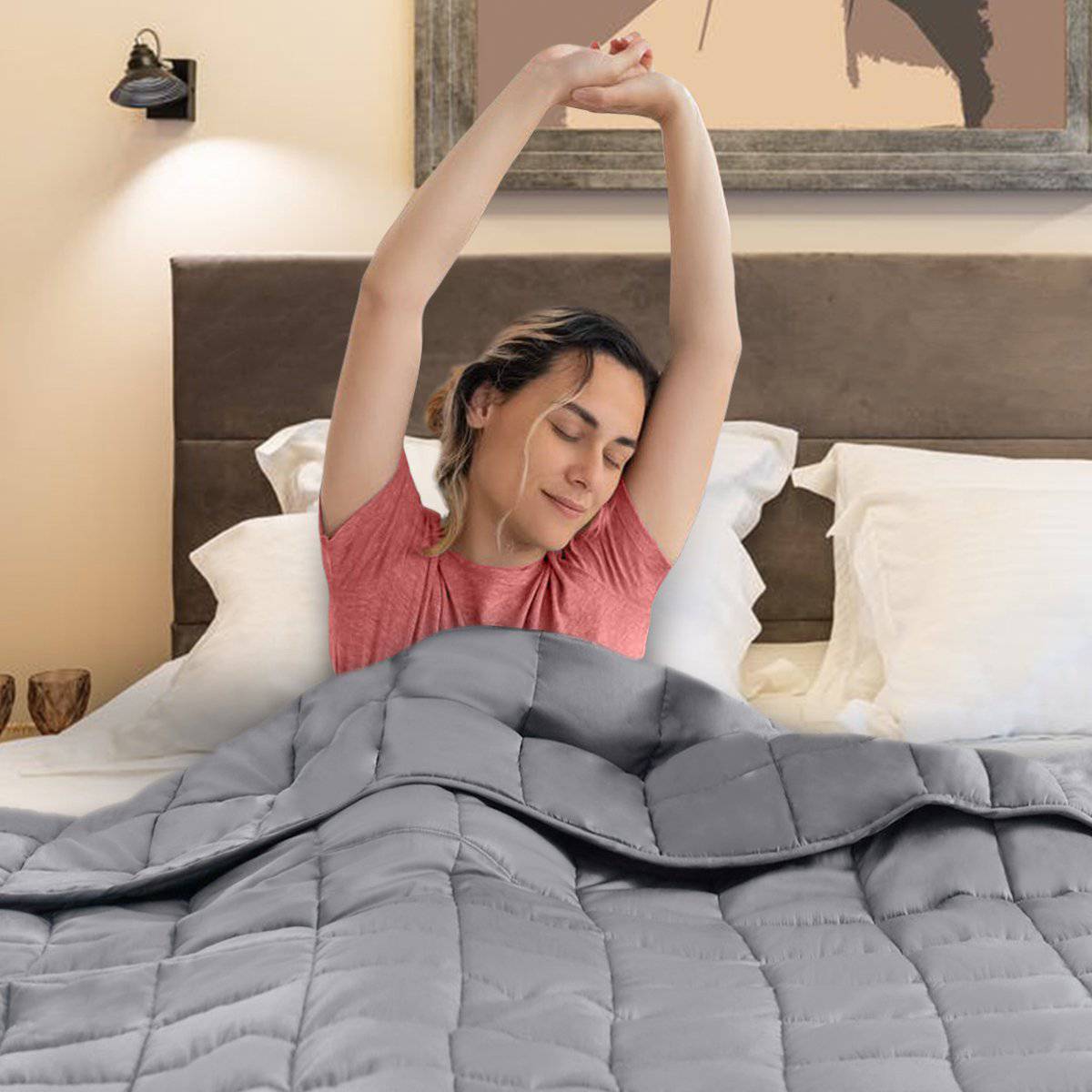 Laura Hill Weighted Blanket Heavy Quilt Doona 7Kg - Grey - One Oasis