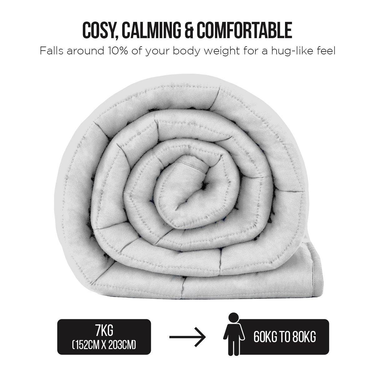 Laura Hill Weighted Blanket Heavy Quilt Doona 7Kg - White - One Oasis