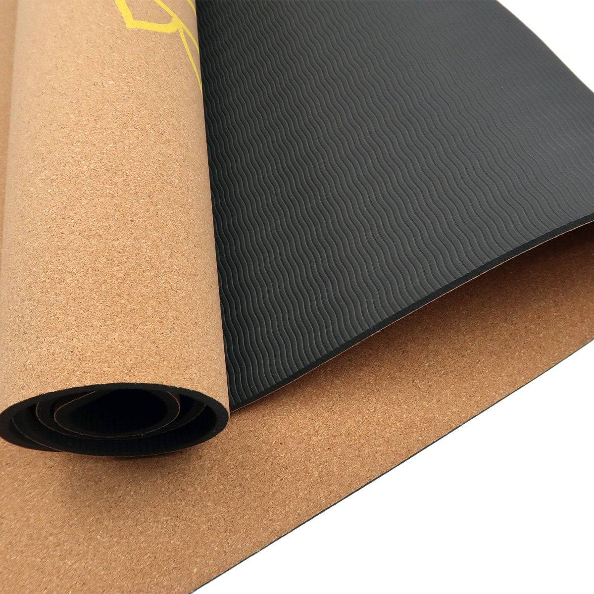 Powertrain Cork Yoga Mat with Carry Straps Home Gym Pilates - Chakras - One Oasis