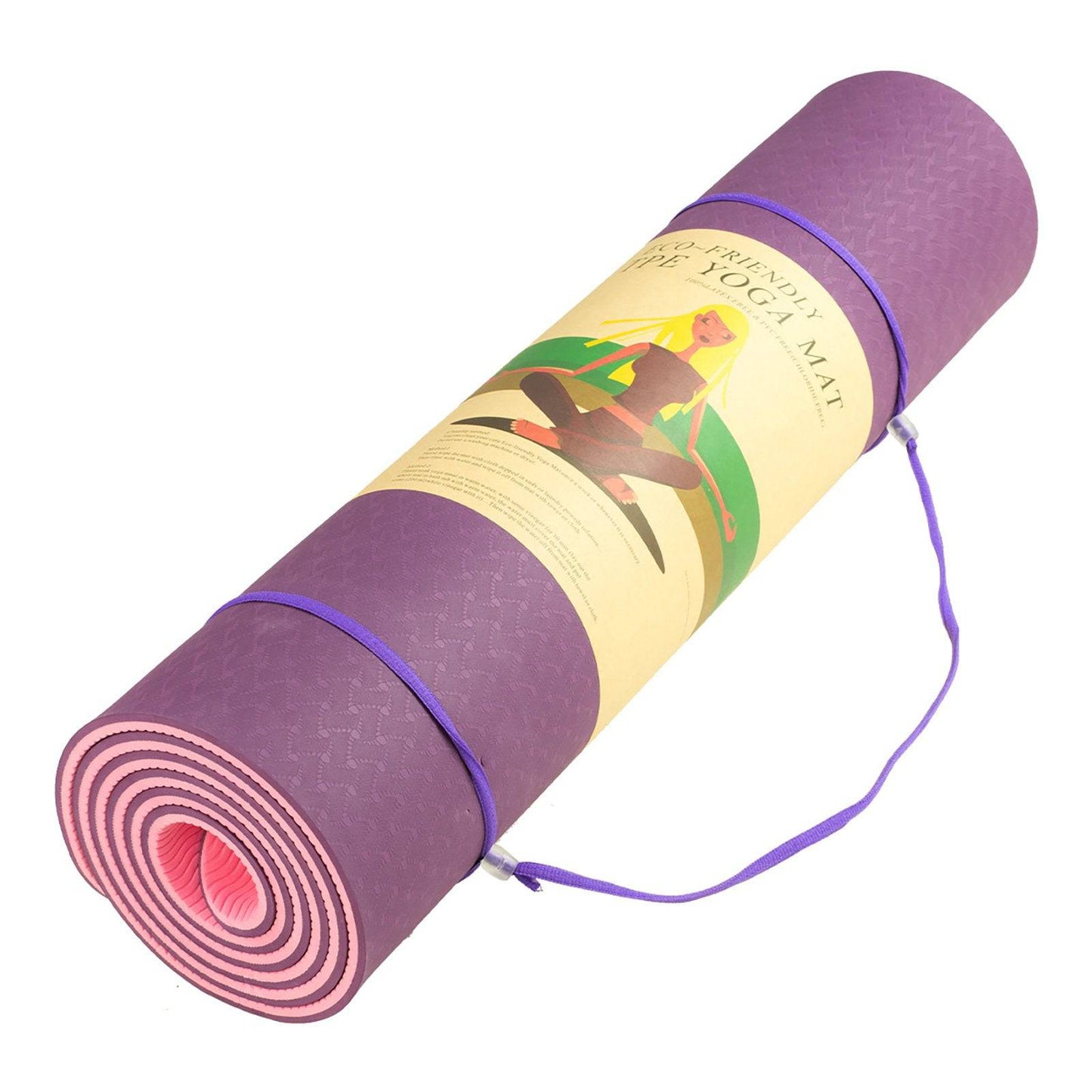 Powertrain Eco-friendly Dual Layer 8mm Yoga Mat - Purple - One Oasis