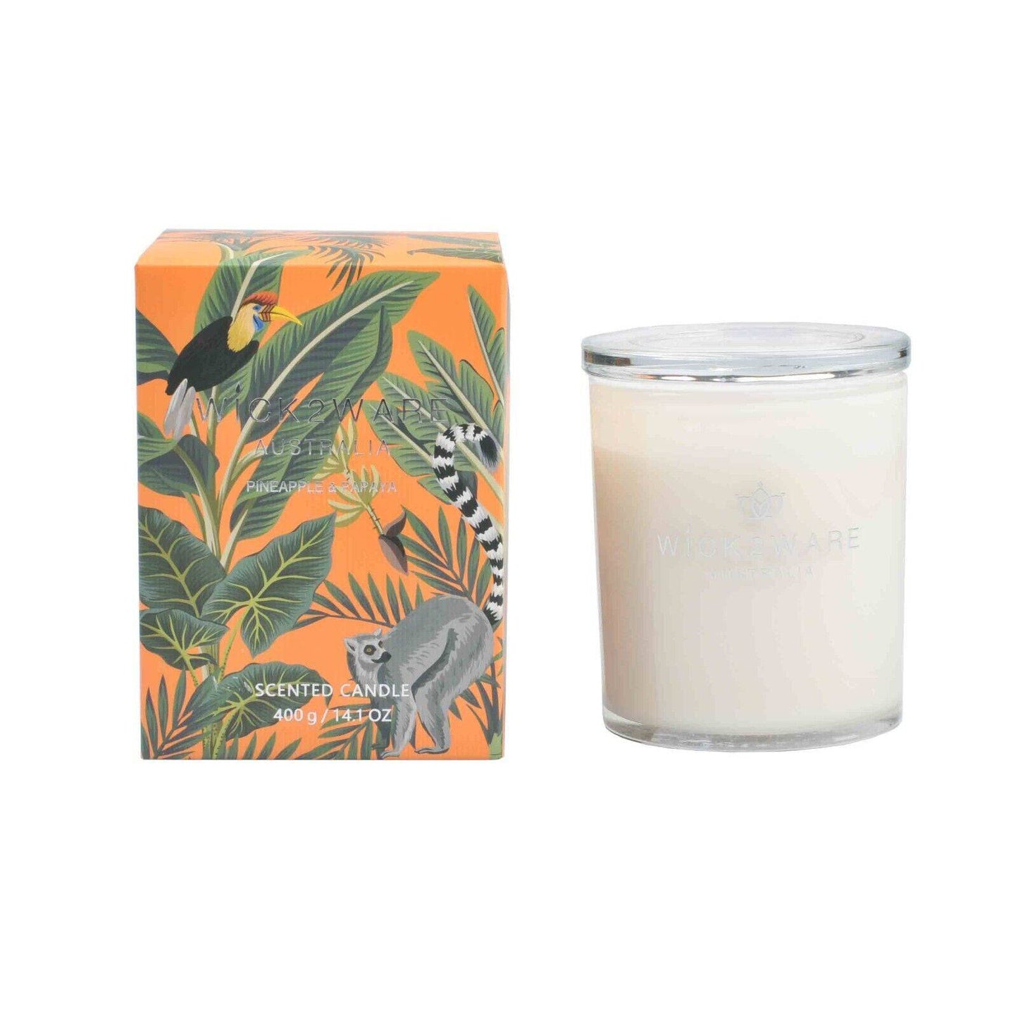 Wick2Ware Australia Scented Candle Pineapple and Papaya 400g/14.1 OZ - One Oasis