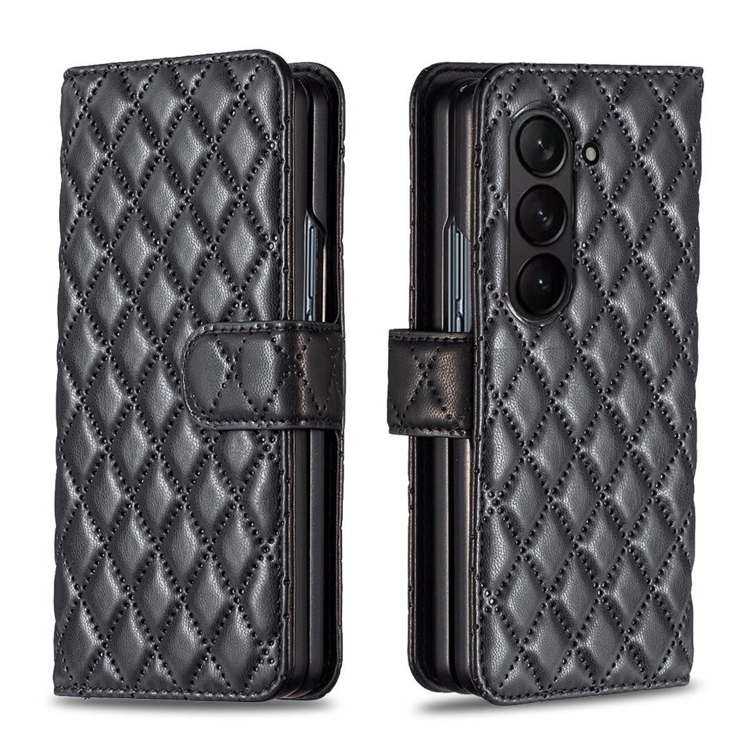 For Samsung Galaxy Z Fold4 5G Samsung Fold 4 Diamond Lattice Wallet Case - Sleek And Stylish - Pink