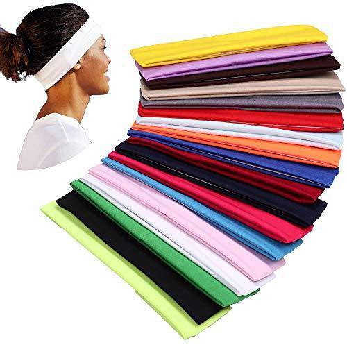 PLAIN HEADBAND Elastic Stretch Sports Yoga Hair Band Unisex 8cm Wide Wrap - Hot Pink - One Oasis