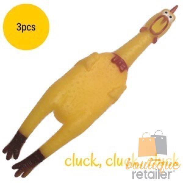 3x SHRILLING CHICKEN Dog Chew Screaming Toy Squeeze Sound Funny Rubber Pet BULK - One Oasis