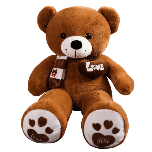 NNECN Huge 100cm Brown Giant Teddy Bear Toys Stuffed Animals Soft Plush Cotton Scarf Bear Hold Pillow Doll - One Oasis
