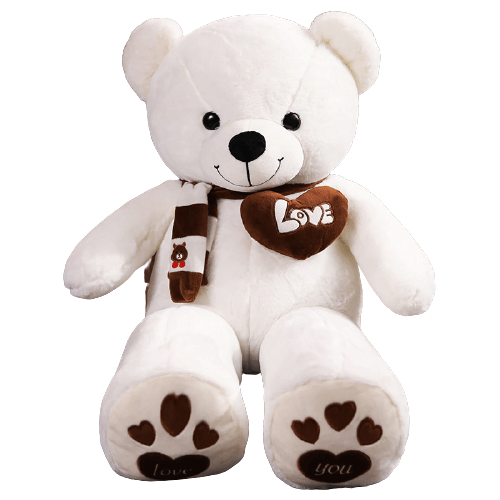 NNECN Huge 100cm White Giant Teddy Bear Toys Stuffed Animals Soft Plush Cotton Scarf Bear Hold Pillow Doll - One Oasis