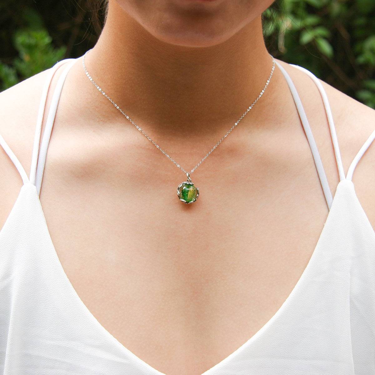 Aroma Necklace White Gold + Purify Oil Blend - One Oasis