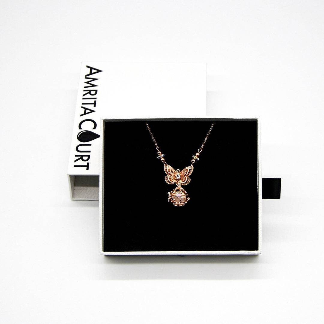 Butterfly Rose Gold Aroma Necklace + Purify Oil Blend - One Oasis