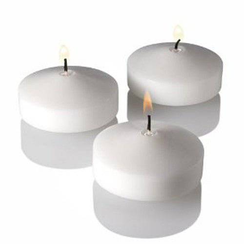 10 Pack of 4 Hour White Floating Candles - 4cm diameter - wedding party decoration - One Oasis