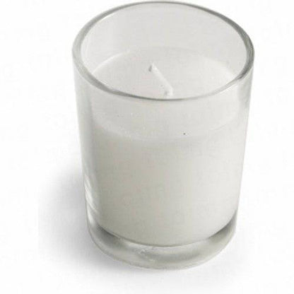 10 White Wax Clear Glass Holder Votive Candle - Wedding Event Centrepiece Table Decoration - One Oasis