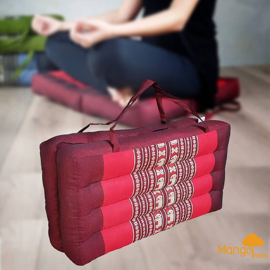 2 - Fold Meditation Cushion Yoga Mat RedEle - One Oasis
