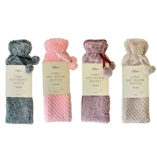 2L Extra Long Hot Water Bottle with Soft Comfy Cover Winter Warm Natural Rubber Bag - One Oasis