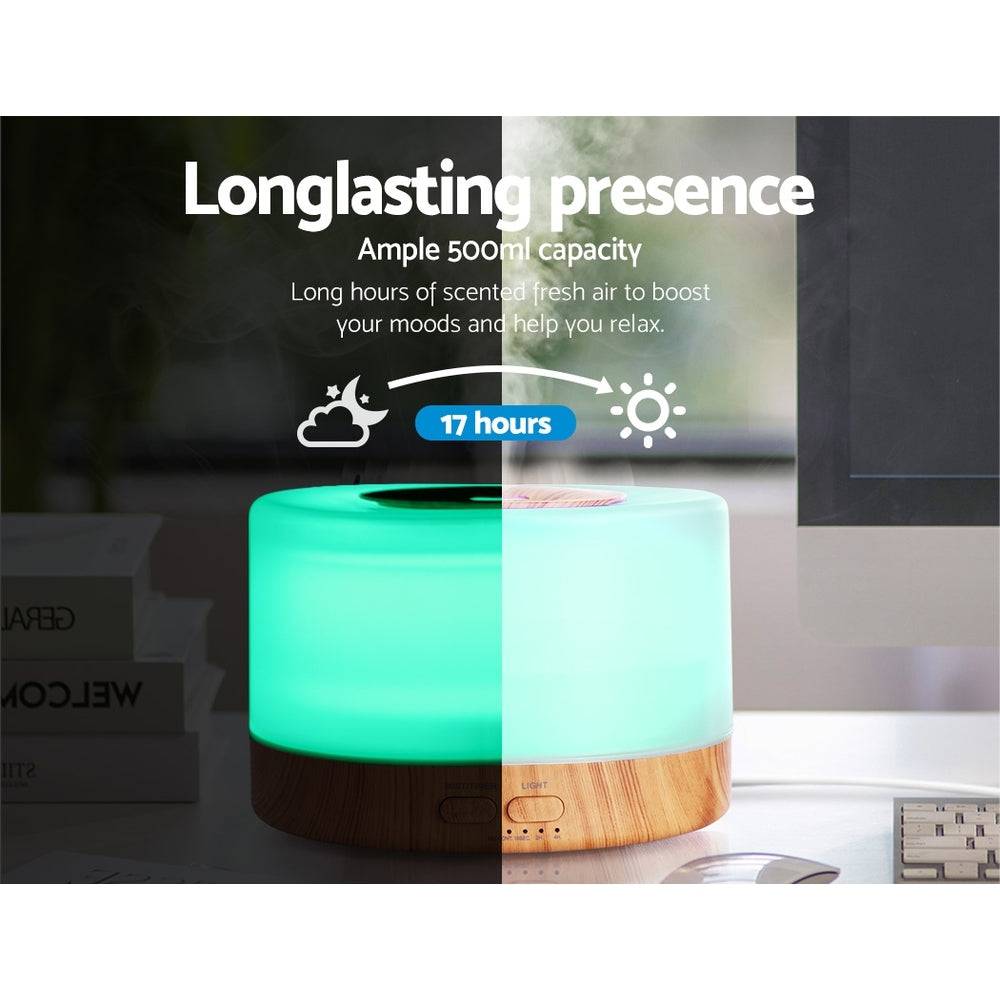 Devanti Aroma Diffuser Aromatherapy Light Wood 500ml - One Oasis