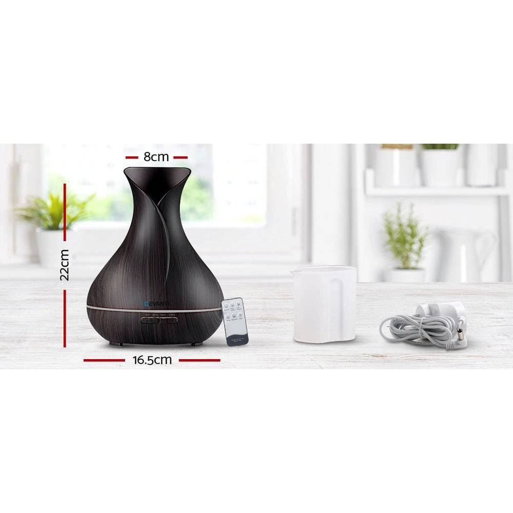 Devanti Aroma Diffuser Aromatherapy Dark Wood 400ml - One Oasis