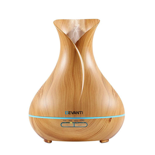 Devanti Aroma Diffuser Aromatherapy Light Wood 400ml - One Oasis