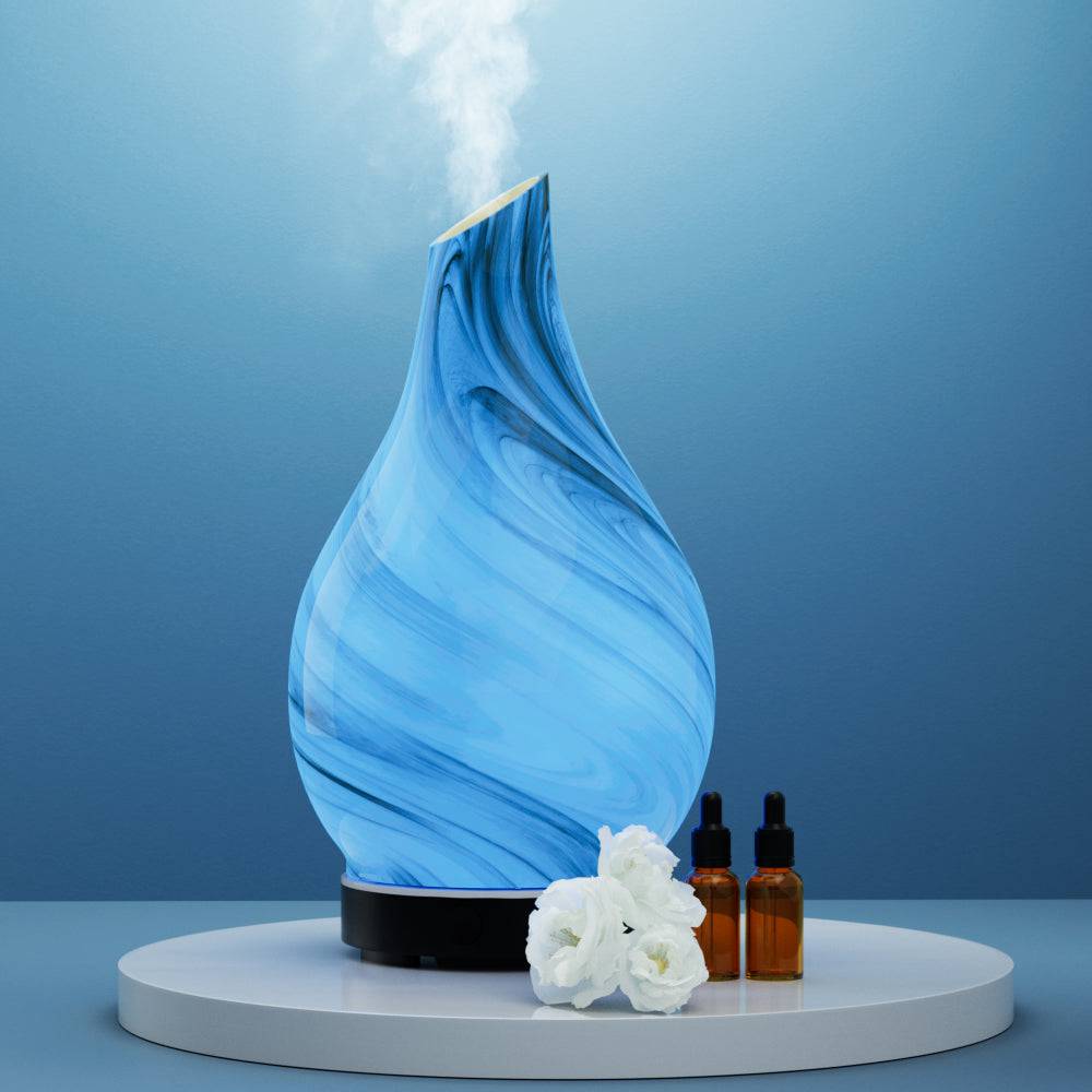 Devanti Aromatherapy Aroma Diffuser Essential Oil Humidifier LED Glass Marble - One Oasis