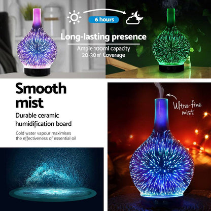 Devanti Ultrasonic Aroma Aromatherapy Diffuser 3D Light Oil Firework Humidifier - One Oasis