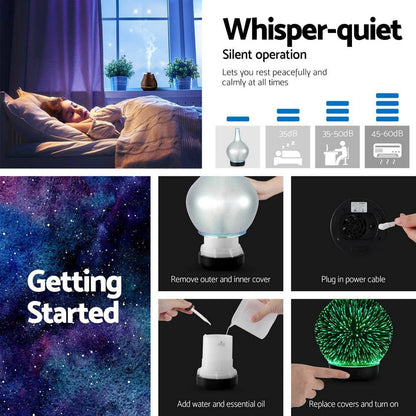 Devanti Ultrasonic Aroma Aromatherapy Diffuser 3D Light Oil Firework Humidifier - One Oasis