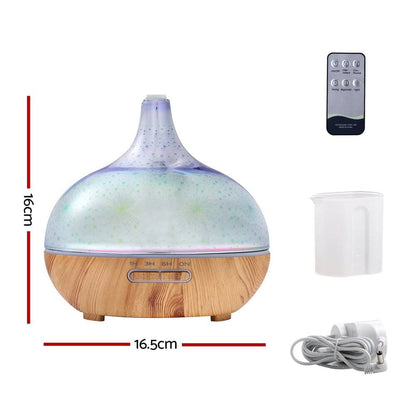 Devanti Aroma Diffuser Aromatherapy 3D Glass 400ml - One Oasis