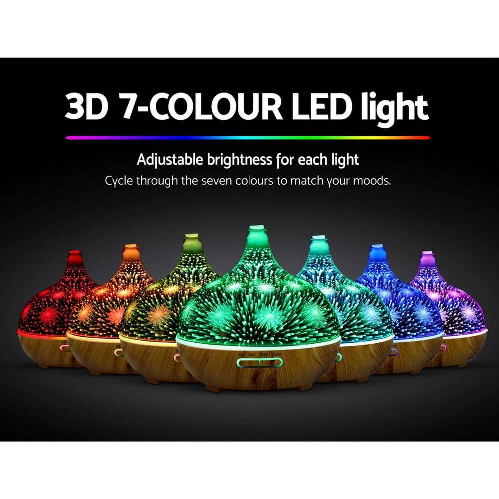 Devanti Aroma Diffuser Aromatherapy 3D Glass 400ml - One Oasis