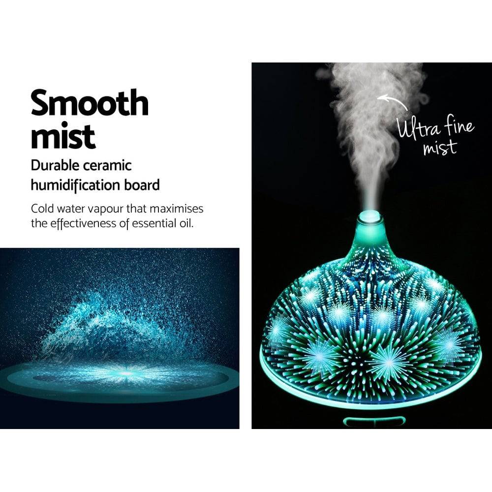 Devanti Aroma Diffuser Aromatherapy 3D Glass 400ml - One Oasis