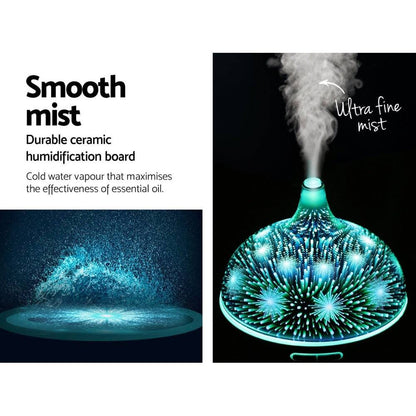 Devanti Aroma Diffuser Aromatherapy 3D Glass 400ml - One Oasis