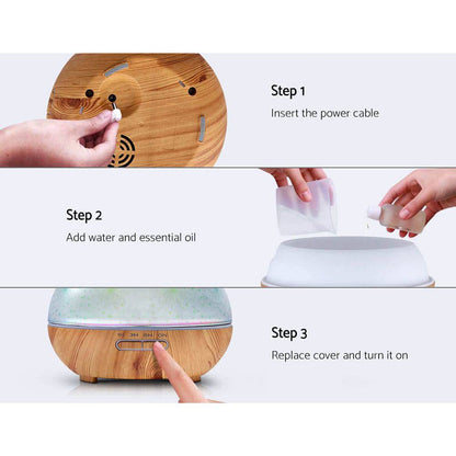 Devanti Aroma Diffuser Aromatherapy 3D Glass 400ml - One Oasis