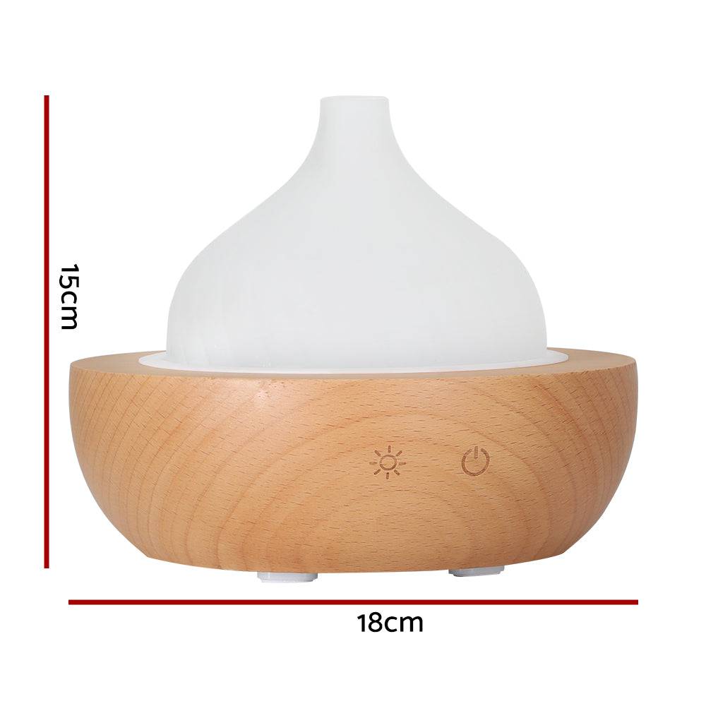 Devanti Aroma Aromatherapy Diffuser LED Oil Ultrasonic Air Humidifier Glass Wood - One Oasis