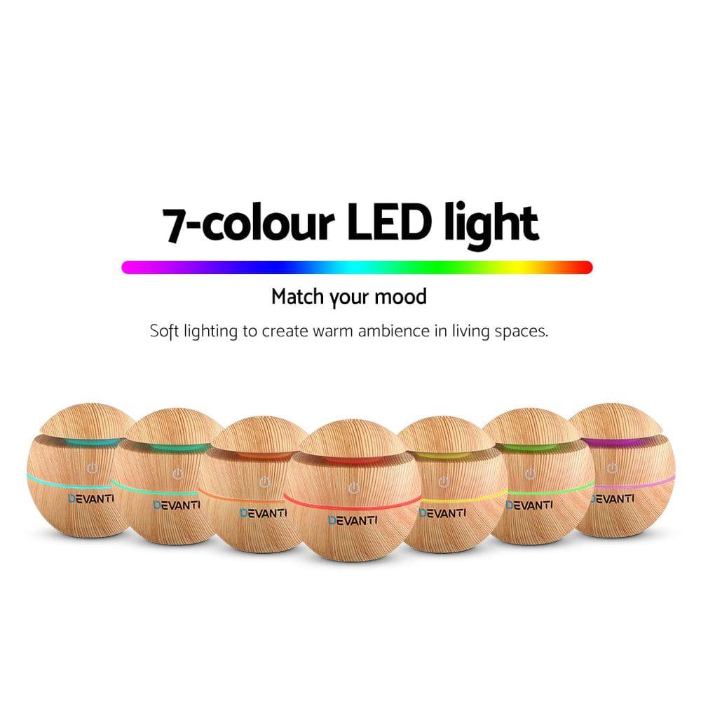 Devanti Aroma Diffuser Aromatherapy Light Wood 130ml - One Oasis