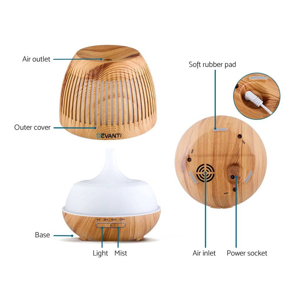 Devanti Aroma Diffuser Aromatherapy Humidifier 400ml - One Oasis