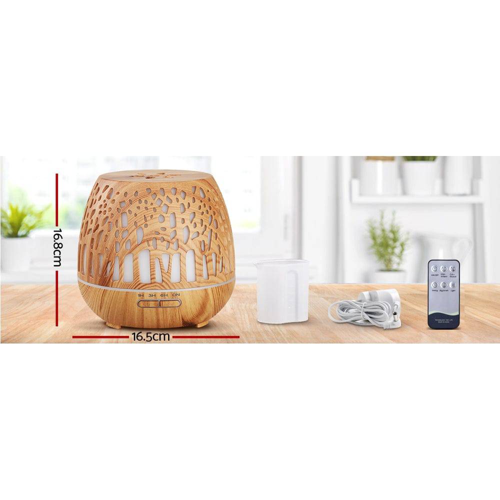 Devanti Aroma Diffuser Aromatherapy Wood Grain 400ml - One Oasis